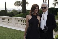 Carine Roitfeld and Karl Lagerfeld in Cannes for her amfAR gala