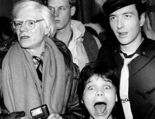 Andy Warhol, Joe Strummer, and Harley Flanagan backstage of The Clash concert at the Palladium in 1979