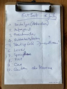 Gudrun Gut's (tentative) set list for July 6 when she opens for Kim Gordon