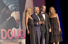 Awards night, from left: French actress Ludivine Sagnier, Michael Douglas and Joy and Alexandre Barrière (from the luxury hotels group and a founding partner of the Deauville Festival of American Cinema)