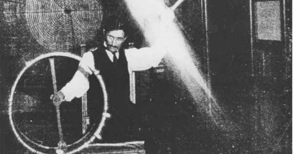 Nikola Tesla at work