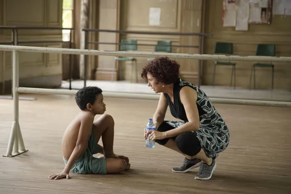 Iciar Bollain on the set of Yuli with young Carlos, played by Edlison Manuel Olbera Núñez. Bollain: 'The casting was very long because we had to find someone with his spirit and Carlos was a very spirited kid'