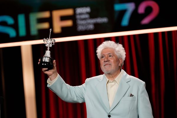 Pedro Almodóvar with his Donostia Award