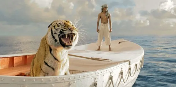 Richard Parker and Suraj Sharma in Life Of Pi